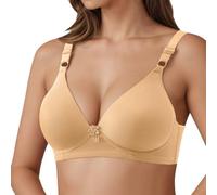 OBASDFD Soft Breathable Bras for Comfortable, Wireless, Lightweight Support Unpadded Everyday T-Shirt Bra with Side Coverage, Army Green, 18(Beige,12)