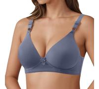 OBASDFD Soft Breathable Bras for Comfortable, Wireless, Lightweight Support Unpadded Everyday T-Shirt Bra with Side Coverage, Light Grey, 14(Blue,14)