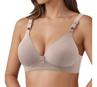 OBASDFD Soft Breathable Bras for Comfortable, Wireless, Lightweight Support Unpadded Everyday T-Shirt Bra with Side Coverage, Wine Red, 12(Light Grey,12)
