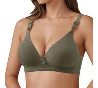 OBASDFD Soft Breathable Bras for Comfortable, Wireless, Lightweight Support Unpadded Everyday T-Shirt Bra with Side Coverage, Blue, 18(Army Green,12)