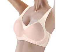 OBASDFD Sports Bra Women Comfortable Large Thin Saggy Side Breast for Beautiful Back Shiny Without Steel Ring, Black, M(Beige,L)