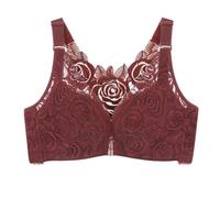 OBASDFD Sports Bra Women's Lace Edge Buckle Front Without Steel Ring Movement Seamless Gathering Adjustment Yoga Sleep Large, Black, 34D(Wine Red,34D)