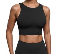 OBASDFD Sports Bras for Women Supportive Longline Bra High Neck Push Up Workout Built-in Short Tank Tops, Black, M(Purple,M)