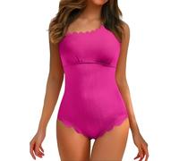 OBASDFD Swimsuit Women One Shoulder for Ribbed Wavy Cut out 1 Piece Slimming with Full Coverage, Purple, S(Hot Pink,XXL)