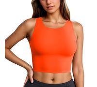 OBASDFD Swimsuit Women's Plain Swimwear Tankini Top Breathable Comfortable Swimming Shirt for Beach Pool Water Activities Summer, Black, M(Orange,S)
