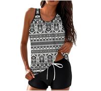 OBASDFD Swimsuit Women's Stylish Tankini Set for Women Comfortable And Versatile Swimwear for Beach, Pool And Vacation Relaxed Summer Days And Active Water Sports, Gray, XXL(XL)