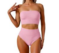OBASDFD Tankini Swimwear Set for The Beach with Removable Straps And Pattern Design, Spring And Summer, Hand Wash Recommended, Stylish And Comfortable, Green, L(Pink,XXL)