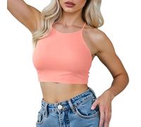 OBASDFD Top Bikini da Donna Stile Anni '50 con Nodo sulla Schiena, Morbido Imbottito, Bianco, XL(Pink,3XL)