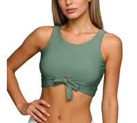 OBASDFD Top da Bagno Bikini Donna con Ritagli E Nodo sul Davanti, Canotta Corta Scollo A U Collo Alto, Verde Militare, M(Army Green,XL)