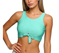 OBASDFD Top da Bagno Bikini Donna con Ritagli E Nodo sul Davanti, Canotta Corta Scollo A U Collo Alto, Verde Militare, M(Mint Green,M)