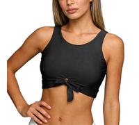 OBASDFD Top da Bagno Bikini Donna con Ritagli E Nodo sul Davanti, Canotta Corta Scollo A U Collo Alto, Verde Militare, M(Black,XL)