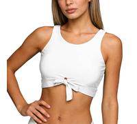 OBASDFD Top da Bagno Bikini Donna con Ritagli E Nodo sul Davanti, Canotta Corta Scollo A U Collo Alto, Verde Militare, M(White,S)