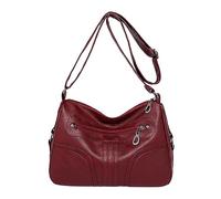 OBASDFD Trendy Designer Women's Mini Shoulder Bag,Vintage Soft Leather Versatile Lightweight Crossbody,Waterproof(Red)