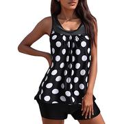 OBASDFD Two Piece Swimsuits for Women DOT Printed Tank Top with Boyshorts Tummy Control, Black, 3XL(Red,4XL)