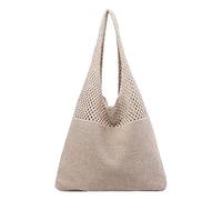 OBASDFD Under The Arm Purses, Women's Spring/Summer Portable Retro Hollow Knitted Handbag, One Shoulder Bag(Khaki)