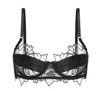 OBASDFD Underwear for Women, Thin Large Breasts, Small Bra, Lightweight And Breathable Micro-up Made of Lace, Bustier for, Red, L(Black,XL)
