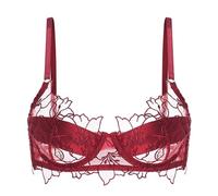 OBASDFD Underwear for Women, Thin Large Breasts, Small Bra, Lightweight And Breathable Micro-up Made of Lace, Bustier for, Red, L(Red,XL)