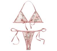 OBASDFD Underwear Three-Point Bra T-Pants Three Embroidered for Women Lingerie Sets 2026 Lingerie Suspender Lingerie Set Harness Women's Upper Body, Pink, M(Pink,M)