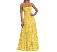 OBASDFD Vestito aderente elegante senza maniche casual di modo della cinghia di spaghetti per il club del partito, Giallo, M