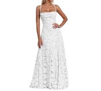OBASDFD Vestito aderente elegante senza maniche casual di modo della cinghia di spaghetti per il club del partito, bianco, S