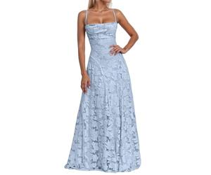 OBASDFD Vestito aderente elegante senza maniche casual di modo della cinghia di spaghetti per il club del partito, Blu, L