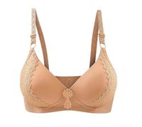 OBASDFD Wirefree Comfort Bra for Seamless, Unlined, Soft Cups, Lightweight Support, Ideal for Everyday Wear, T-Shirt, Full Coverage, Unpadded, Light Purple, 95 cm(Khaki,64)