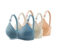 OBASDFD Wireless Bra for Women No Underwire Seamless Push Up Padded Bralette Adjustable Straps Comfort Bras 3 Pack Set Coffee(Light Blue,40)