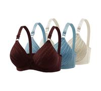 OBASDFD Wireless Bra for Women No Underwire Seamless Push Up Padded Bralette Adjustable Straps Comfort Bras 3 Pack Set Coffee(Beige,38)