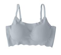 OBASDFD Wireless Bras for Women No Underwire Comfort Seamless Supportive Everyday Bra Full Coverage Push Up Scalloped Bralettes Red(Dark Gray,Large)