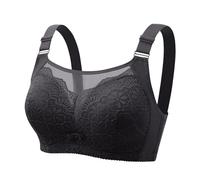 OBASDFD Women Bra Front Side Buckle Lace Edge No Steel Ring Movement Seamless Gathering Adjustment Yoga Sleep Large, Hot Pink, 10(Black,10)