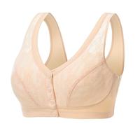 OBASDFD Women Bra Plain Front Button Vest Style Breathable Hole Thin Wire Free Comfortable for Middle Elderly, Orange, 44B(LightBlue,48C)