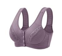OBASDFD Women Bra Without Steel Ring Closed Front T Back Plus Size Seamless Unlined for Large Bust, a, 14(Purple,10)