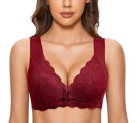 OBASDFD Women Bra Without Steel Ring French Closed Front T Back Plus Size Seamless Unlined for Large Breasts Nursing Bustier, Beige, 6XL(Wine Red,7XL)