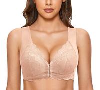OBASDFD Women Bra Without Steel Ring French Closed Front T Back Plus Size Seamless Unlined for Large Breasts, Coffee, XL(5XL)