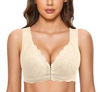 OBASDFD Women Bra Without Steel Ring French Closed Front T Back Plus Size Seamless Unlined for Large Breasts Nursing Bustier, Beige, 6XL(Beige,5XL)