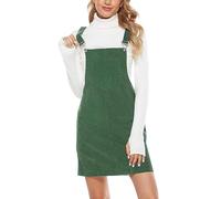 OBASDFD Women' Corduroy A-Line Mini Dress, Adjustable Button-Down Strap, Winter Bib with Pockets, Elegant Plain, Teenager Girls Dresses, Loose Casual(Gn2,XL)