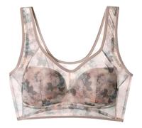 OBASDFD Women Lace Bra Without Buttons, Comfortable Push Up, Wirefree Bralette for, Posture, Everyday, Coffee, XXL(Coffee,4XL)