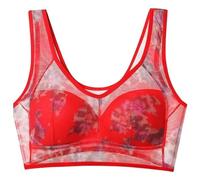 OBASDFD Women Lace Bra Without Buttons, Comfortable Push Up, Wirefree Bralette for, Posture, Everyday, Red, XL(Red,3XL)