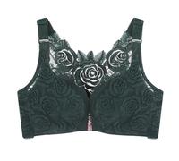 OBASDFD Women Lace Edge Buckle Front Bra Without Steel Ring Movement Seamless Gathering Adjustment Yoga Sleep Large, Dark Green, 42C(Dark Green,42E)