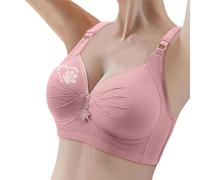 OBASDFD Women Push Up Bra No Underwire Comfortable Support Non-Wired Bras Bralette Underwear for Daily Wear, Red, 10(Pink,12)