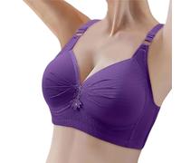 OBASDFD Women Push Up Bra No Underwire Comfortable Support Non-Wired Bras Bralette Underwear for Daily Wear, Purple, 14(Purple,12)