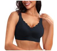 OBASDFD Women Seamless Bras Non Wired Wavy Push Up Soft Wireless Comfort Bralettes Full Coverage Everyday Bra, White, M(Black,3XL)