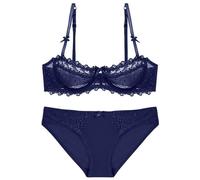 OBASDFD Women Sexy Red Lace Bra Set Summer Thin Underwear Set, Blue, 36B(Black,34A)