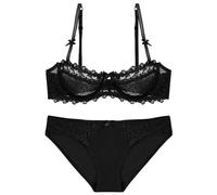 OBASDFD Women Sexy Red Lace Bra Set Summer Thin Underwear Set, Blue, 36B(White,12)