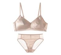 OBASDFD Women Silk Bra Set Thin Pans Cup Wire Comfortable Intimates White Black(Black,S)(Red,L)