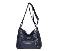 OBASDFD Women Soft Leather Classic Layer Shoulder Bag Luxury Designer Crossbody Handbag Purse(Blue)