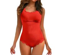 OBASDFD Women Swimsuit Bathing Suits Scalloped Edge And Ribbed Retro Square Neck, Army Green, XS(Red,S)