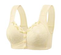 OBASDFD Women Underwear Fixed Cup Buckle Front Elderly Plus Size Bra No Underwire Thin Tank Top, Light Green, 16(Light Yellow,12)