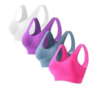 OBASDFD Women's 5 Pack Seamless Bras Wireless Comfort Sleep Bra Plus Size Soft Stretchy Everyday Lounge Bralette(3-Hot Pink,XXL)