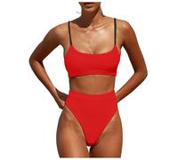 OBASDFD Women's Bikini Set with Halterneck Push Up Bottoms Top Two Piece Swimsuit, Yellow, XL(Red,S)